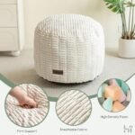 HIGOGOGO Modern Round Pouf Ottoman - Foam-Filled Footrest, 20x15 inches, Beige Boho Stool for Living Room, Weddings, and Parties. - Image 6