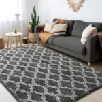 Puremy 5x7 Feet Shag Area Rug: Soft High Pile Indoor Carpet for Living Room, Bedroom, Playroom, Dark Grey/White. - Image 7