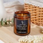 Eucalyptus & Sage Aromatherapy Candles | 7oz Soy Wax Candle Gift for Him & Her in Amber Jar - Image 4