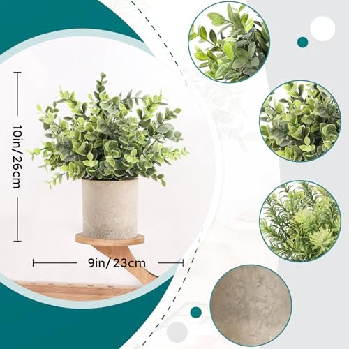 51H5VAGZL9L._SL500_.jpg Der Rose 3-Pack Mini Fake Eucalyptus Plants - Perfect Artificial Decor for Home, Office, or Bathroom - Image 2