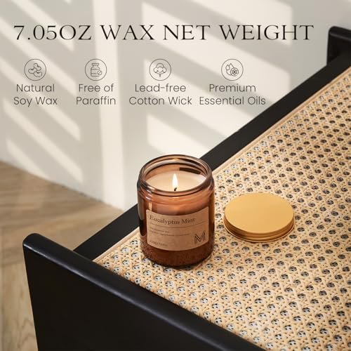 51H7T-hFxlL._SL500_.jpg M&SENSE Eucalyptus Mint Candle: Relaxing Home Fragrance, Perfect Gift for Birthdays, Mother's Day, Housewarmings, and Valentine's. 7.05oz. - Image 3