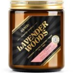 AOOVOO Wood Wick Candles - Lavender Woods Candle, Scented Candles for Men, Candle for Home, 9 oz, 50 Hours Burn