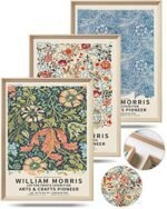 UPWOIGH Framed Wall Art, William Morris Wood Canvas Wall Art,16x12in Cotton Pattern Vintage Poster Wall Decor Aesthetic for Living Room Bedroom, Morris Art-framed-41, 16x12in