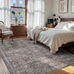 Rugxara 5x7 Area Rug: Vintage Grey Washable Boho Rug, Non-Slip, Low Pile Faux Wool for Living Room & Kids' Room. - Image 3