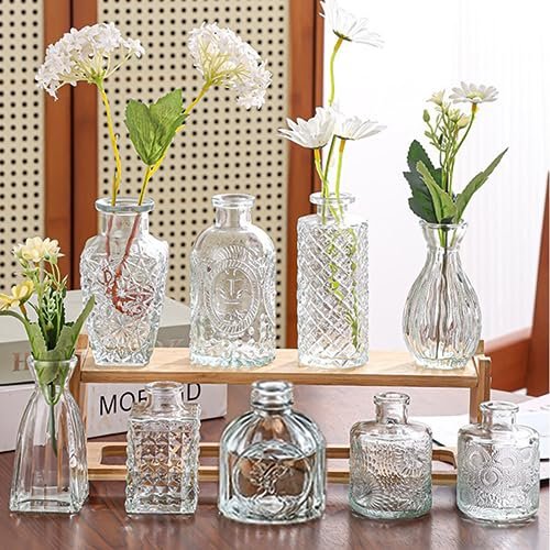 51HsHu5lvoL._SL500_.jpg Brajttt Set of 32 Vintage Glass Bud Vases for Rustic Wedding Centerpieces & Home Decor. - Image 7