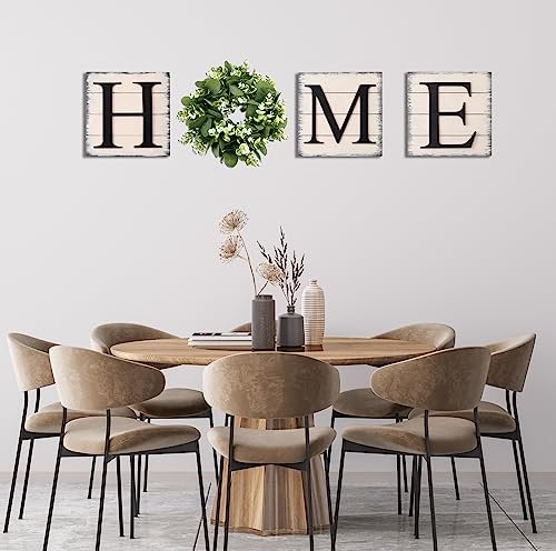 51JZ5Xl5cRL._SL500_.jpg HRENCY Farmhouse Wall Decor: Rustic Wooden Sign with Artificial Eucalyptus for Cozy Home Accent. - Image 4