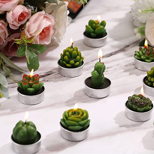 51Jj4zeJ1jL._SL500_.jpg 12 Handmade Succulent Candles: Cute Cactus Tealights for Weddings, Baby Showers, and Party Favors - Image 7