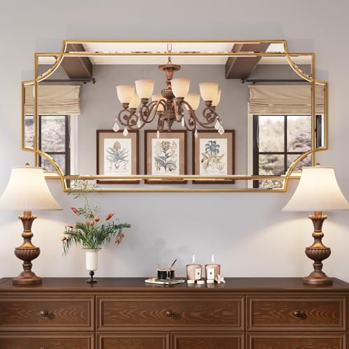 51JtZm2hh9L._SL500_.jpg Kelly Miller 24"x48" Gold Beveled Wall Mirror - Traditional Decorative Home Decor for Any Room - Image 2