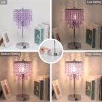 3-Way Dimmable USB Bedside Crystal Lamp with Dual Charging Ports & B11 LED Bulb - Lavender Silver Accent for Bedroom & Office - Image 3