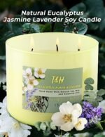 Eucalyptus Jasmine Lavender 3-Wick Candle | 15.8 oz Stress Relief Aromatherapy for Men & Women - Image 8