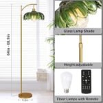 ILLMTW Gold Floor Lamp: Mid Century Modern Dimmable Standing Lamp with Remote, Vintage Green Glass Arc Light for Living Room and Bedroom. - Image 6