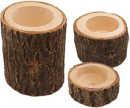 Yikko Wooden Tea Light Candle Holders, Personalized Wooden Votive Tealight Holder for Wedding Centerpieces for Table, Wedding |Birthday Party |Valentine's Day |Home Decoration - Set of 3