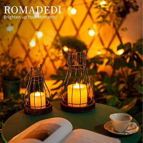51MVRMx8-EL._SL500_.jpg Romadedi Lantern Farmhouse Decor - Rustic Candle Holders for Living Room, Kitchen, Dining, and Outdoor Spaces. - Image 3