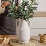 Mitt&Ditt 11" Off-White Ceramic Flower Vase with Handles – Rustic Large Terracotta Decor for Home & Living Room. - Image 8