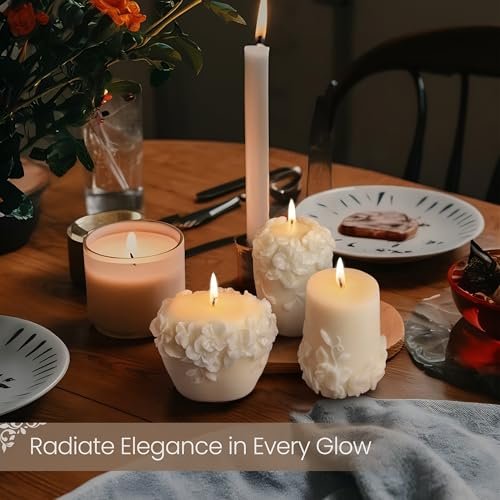51Qe-f4UKDL._SL500_.jpg AELS Set of 3 Handmade Creamy White Unscented Pillar Candles – Modern Home Décor & Housewarming Gifts. - Image 3
