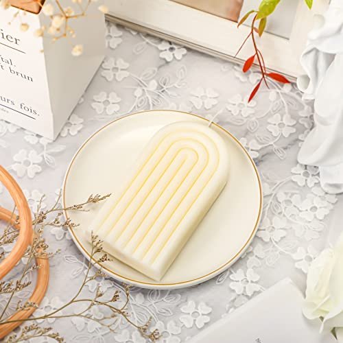 51Qj5HhouDL._SL500_.jpg Arch Shaped Geometric Scented Candle - Aesthetic U-Shaped Soy Wax Decor for Spa, Yoga & Parties (White) - Image 4