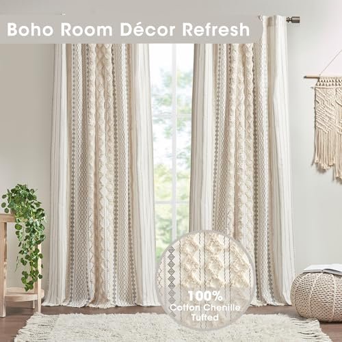 51S8WfqlveL._SL500_.jpg INK+IVY Imani 100% Cotton 50"x84" Chenille Stripe Curtain - Mid-Century Rod Pocket Drape, Ideal for Living Room & Bedroom Privacy. - Image 2