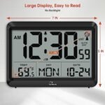 WallarGe Atomic Digital Wall Clock: Battery-Operated, Self-Setting, Large Display with Temperature, Date, Day, Silent Mounting, 4 Time Zones, and DST. - Image 5