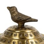 Brass-Finished Round Hammered Metal Container with Bird Finial - Creative Co-Op Design - Image 5