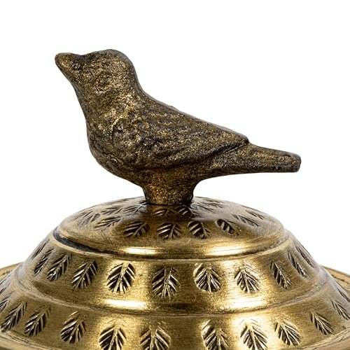 51ST4TPx3NL._SL500_.jpg Brass-Finished Round Hammered Metal Container with Bird Finial - Creative Co-Op Design - Image 5
