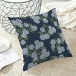 Navy Blue Hydrangea Floral Pillow Covers 18x18" - Set of 2 Outdoor Spring/Summer Decor - Image 4