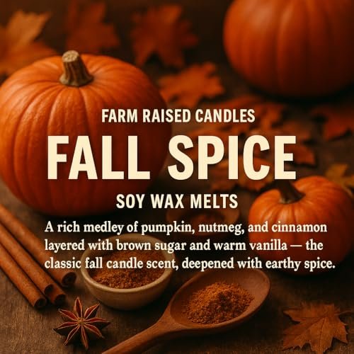 51UUUOofP3L._SL500_.jpg Farm Raised Candles - USA Handcrafted Fall Spice Soy Wax Melts 5-Pack (16oz) - Apple, Cinnamon, Pumpkin, Pecan Waffles - Safe for Pets & Family, Perfect Gift! - Image 9