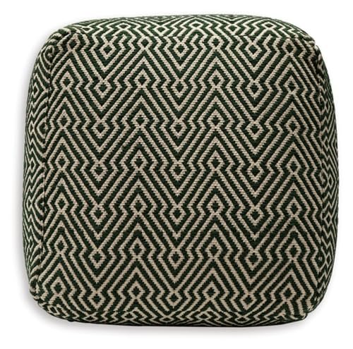 51UxdVHjqqL._SL500_.jpg Signature Design by Ashley Abacy Square Handwoven Pouf with Geometric Pattern in Green & Beige - Image 4