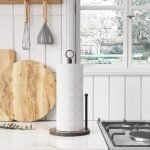 OROPY Heavy-Duty Wood Paper Towel Holder for Countertop - Fits Standard & Jumbo Rolls (Brown) - Image 4