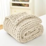 Admitrack 51"x63" Chunky Knit Chenille Throw Blanket: Soft, Cozy Home Decor for Sofa (Ivory) - Image 8