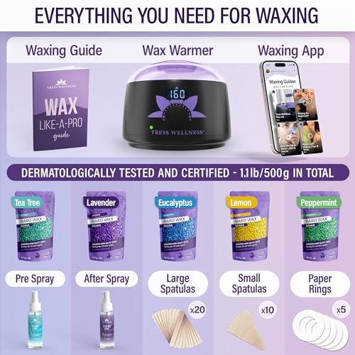 51VTRBsKnDL._SL500_.jpg Tress Wellness Brazilian Waxing Kit - Sensitive Skin Friendly, Easy to Use, with Digital Display, Black & Purple Floral Design - Image 2