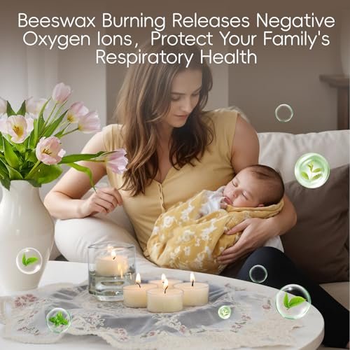 51VYAahk4UL._SL500_.jpg 24-Pack Natural Beeswax Tealight Candles - 100% Pure, 4-Hour Burn, Smokeless & Air Purifying. - Image 4