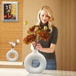 Set of 2 White Ceramic Vases - Modern Round Matte Boho Decor for Home, Wedding, and Office. - Image 3