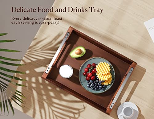 51VjFHBsMbL._SL500_.jpg Dofira Acacia Wood Serving Tray with Metal Handles, 17x13in for Food & Drinks - Rustic Decor for Coffee Table, Breakfast, Bar & More - Image 6