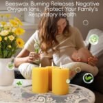 6 Pack of 100% Pure Beeswax Pillar Candles - 192 Hours Burn Time, Dripless & Smokeless - Image 4