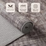Rugxara 5x7 Area Rug: Vintage Grey Washable Boho Rug, Non-Slip, Low Pile Faux Wool for Living Room & Kids' Room. - Image 4