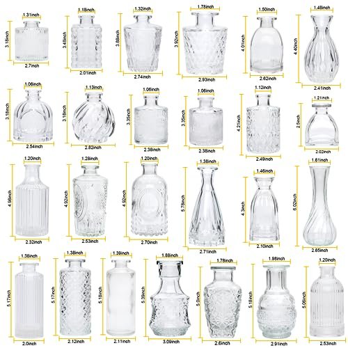51XngJk5CL._SL500_.jpg Brajttt Set of 32 Vintage Glass Bud Vases for Rustic Wedding Centerpieces & Home Decor. - Image 2