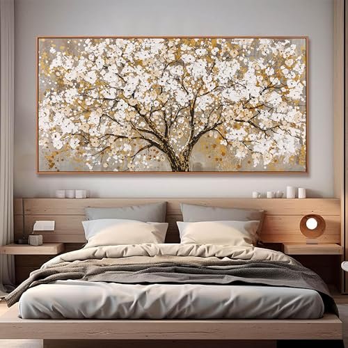 51YLW3RADXL._SL500_.jpg Large Framed Gold Abstract Tree of Life Canvas Art – Modern Home Decor, Ready to Hang (30"x60") - Image 4
