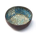 ChezMax Natural Coconut Bowl with Mother of Pearl Inlays - Stylish Blue-Gold Key & Snack Holder - Image 2