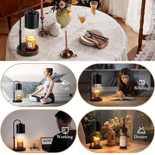 51YmWLt5cNL._SL500_.jpg CASTLELIFE Adjustable Candle Warmer Lamp with Timer & Dimmer, Ideal Gift for Mom, Home Decor, Includes 2 Bulbs - Image 5