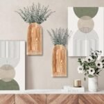 Dnnnii 2-Pack Wooden Wall Vase Set - Brown Finish for Modern Farmhouse & Boho Decor in Any Space - Image 2