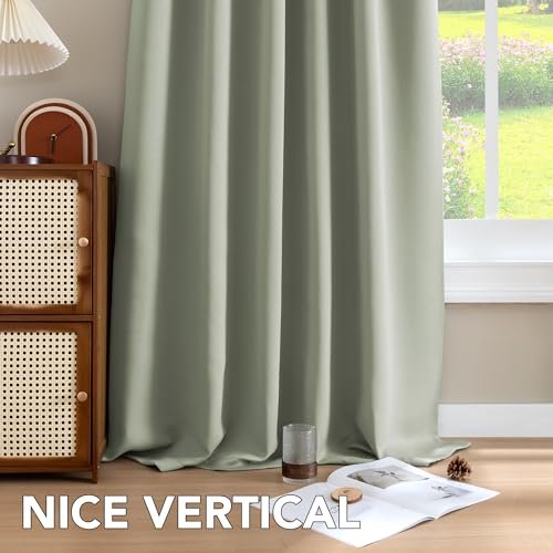 51aARhbI3OL._SL500_.jpg H.VERSAILTEX Blackout Curtains - Thermal Insulated Room Darkening Drapes, 52x84 Inch, Light Sage, Set of 2 for Living Room & Bedroom. - Image 8