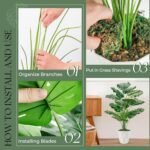 28" Tall Faux Monstera Plant in White Pot - Indoor Decorative Artificial Potted Plant for Home & Office - Image 3