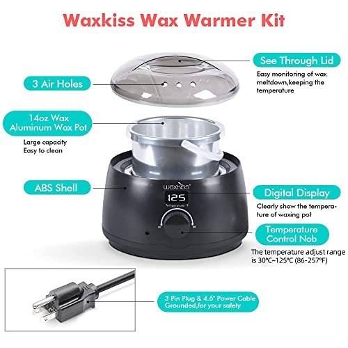 51bWzhNNLRL._SL500_.jpg WaxKiss Digital Wax Warmer with Transparent Lid and 14oz Pot for Smooth Hair Removal. - Image 4