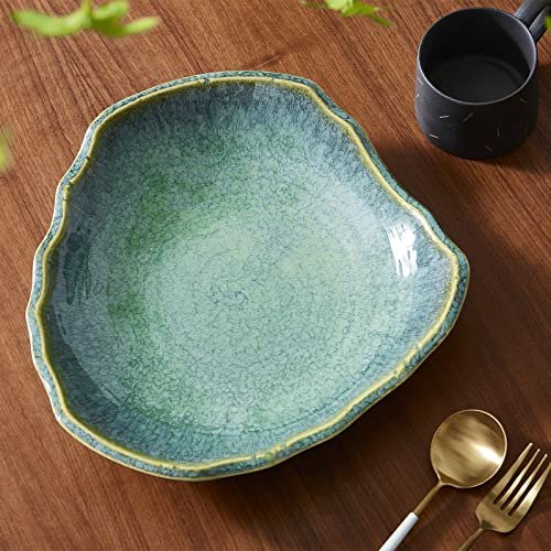 51bXaYVgOhL._SL500_.jpg VOMANA 12'' Green Ceramic Decorative Bowl - Versatile Centerpiece for Living Room, Entryway, or Dining. - Image 2