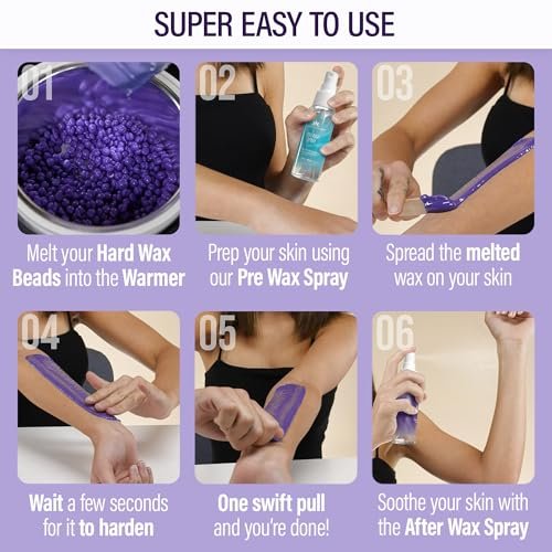 51cPYYcCBfL._SL500_.jpg Tress Wellness Brazilian Waxing Kit - Sensitive Skin Friendly, Easy to Use, with Digital Display, Black & Purple Floral Design - Image 5