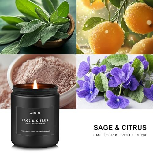 51dEQiQBywL._SL500_.jpg Sage & Citrus Candle | Aromatherapy Soy Candle for Home Fragrance - Perfect Gift for Anyone, 7oz - Image 2