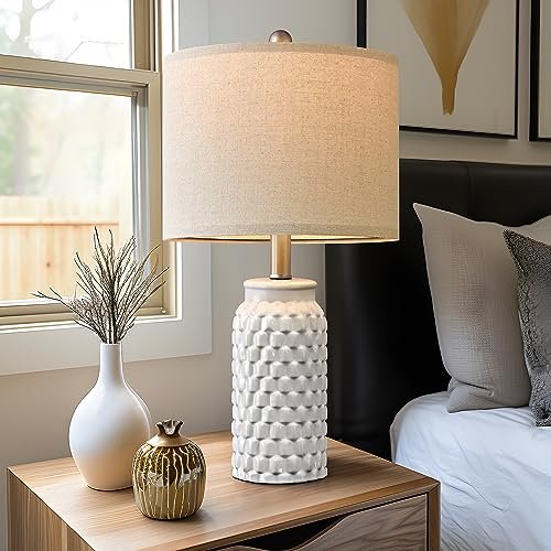 51dgCiU9DL._SL500_.jpg USumkky 20.5" White Modern Ceramic Bedside Lamps - Set of 2 for Bedroom, Living Room, or Office Decor - Image 6
