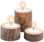 Yikko Personalized Wooden Tea Light Candle Holders - Set of 3 for Weddings, Parties & Home Decor. - Image 3