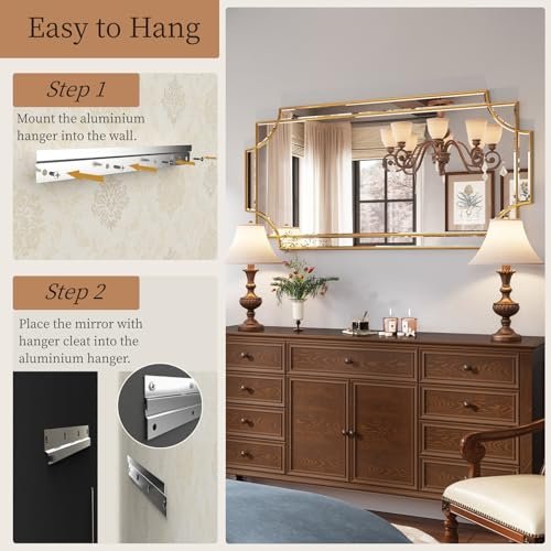51eHepmUnEL._SL500_.jpg Kelly Miller 24"x48" Gold Beveled Wall Mirror - Traditional Decorative Home Decor for Any Room - Image 8
