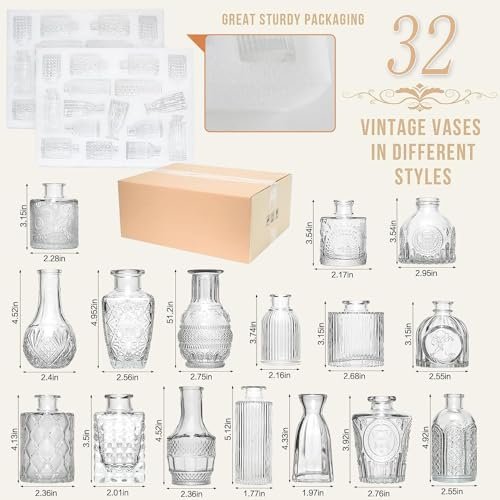 51eTMYweH1L._SL500_.jpg Anquephd 32PCS Clear Mini Bud Vases - Ideal Wedding Centerpieces for Parties & Events - Image 2